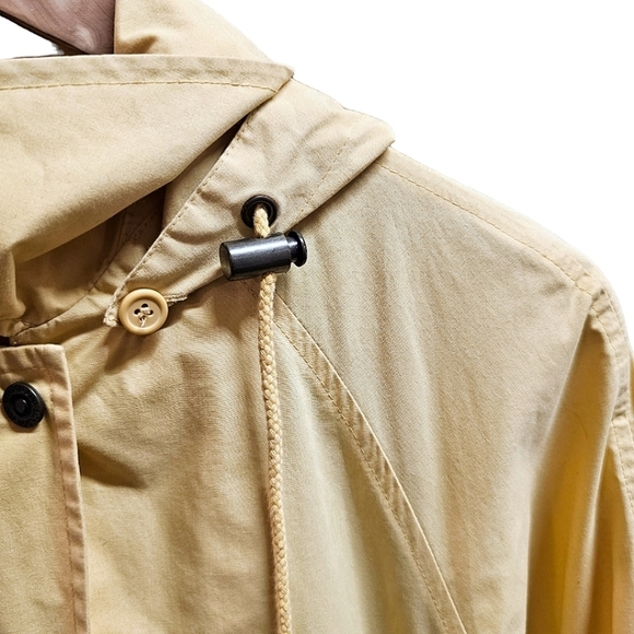 London Fog Soft Yellow Trench Coat With Detachable Hood Size Medium Pockets - Picture 6 of 14